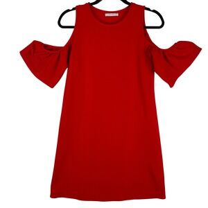 Zara Trafaluc Womens Red Cold Shoulder Ribbed Mini Dress Size S 1165/116/600